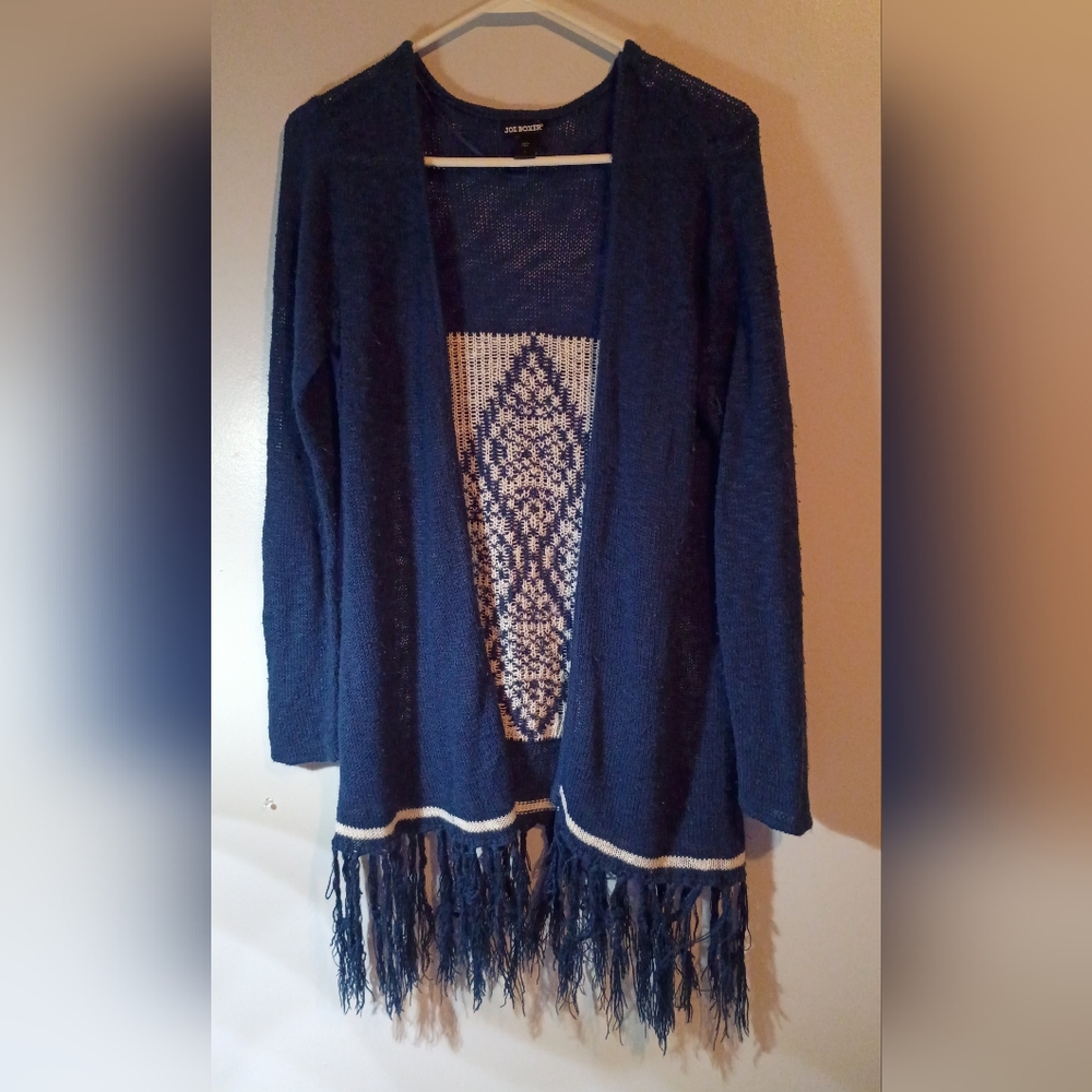 Joe Boxer Navy Cardigan with Fringe Detail